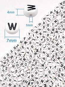 100pcs Mixed Letters White Background Black Letter Acrylic Beads Round Spacer Beads For Making Bracelets, Diy Crafts, Necklaces & Jewelry Accessories
