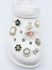 16pcs/set Fashionable Resin Hollow Out Pearl, Shiny Flower Shoe Charms Accessories - Multicolor - View 4