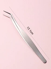 FULL BEAUTY Stainless Steel Silver Tweezers For Eyelash Extensions Superhard Precision Lash Volume Tweezers Manicure Makeup Repair Tools For Home Salon - Silver - View 4