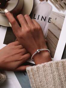 1 件优雅 16-22 厘米真品 925 纯银串珠蛇骨手链 适合女友礼物 精美女士珠宝 - 銀色 - 查看 1