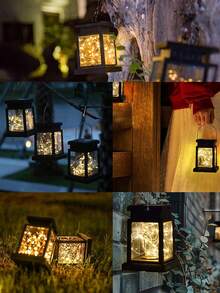 太阳能户外防水宫灯带 LED 风光，星光串氛围灯和壁挂式阳台景观装饰灯，适用于庭院、小路、庭院、露台的户外花园照明 - 黑色 - 查看 6