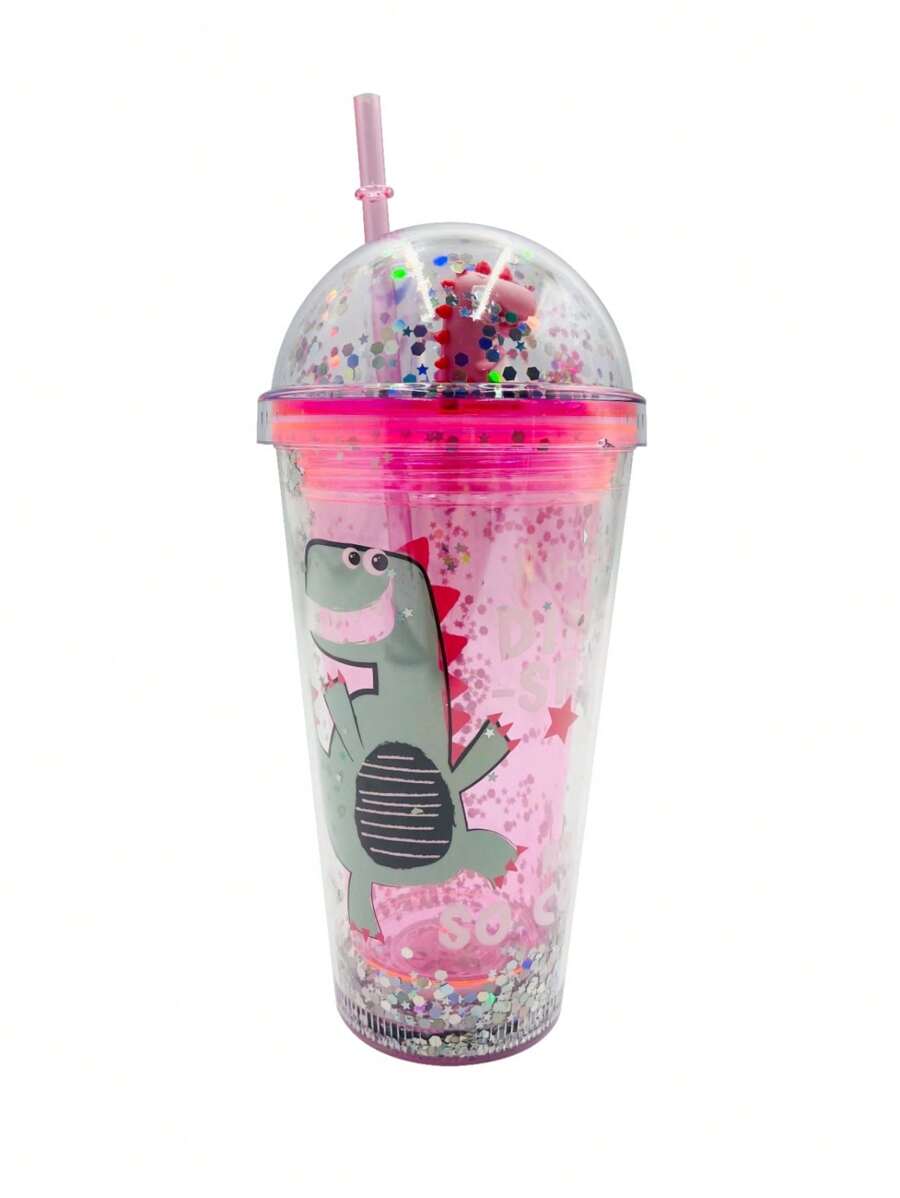 Vaso con glitter figura de dinosaurio - Rosa - Ver 1