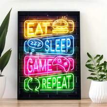 1pc,Gamer Colorful Game Controller Painting On Canvas Wall Art For Bathroom, Bedroom, Office, Living Room - Perfect Home Decor No Frame - Multicolor - View 4