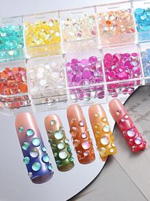 12颗美人鱼珍珠美甲水钻，3D可爱粉色/蓝色/黄色泡泡珠混色扁平吊坠，Y2K美甲装饰，美甲沙龙DIY美甲用品，美甲饰品，美甲宝石 - 彩色 - 查看 3