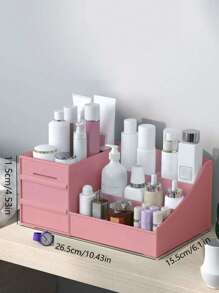 1pc Desktop Multi-layer Drawer Style Storage Box (pink) - Pink - View 6
