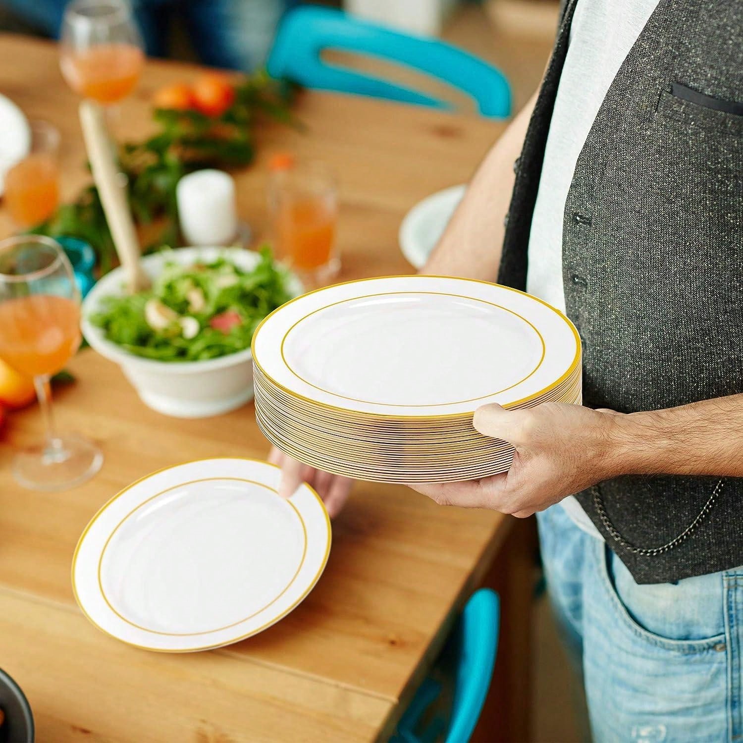 20 Pieces Of 19cm Hard Goldrimmed Plates, Suitable For Serving Cakes