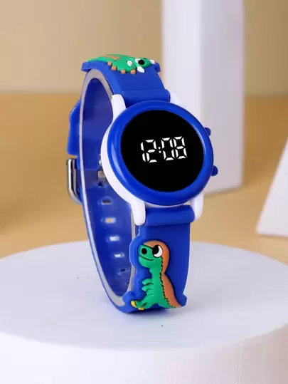 1 Boy-Girl Affordable School Season Wristwatch With Dinosaur Pattern, Round LED Display, Fashionable And Versatile Electronic Watch. Suitable For Students, It Is Perfect For Daily Occasions Such As School, Parties And Travels. It Is Highly Suitable As A Gift For Friends, Birthday Gifts, Graduation Season. It Is An Excellent Gift For Boys And Girls.