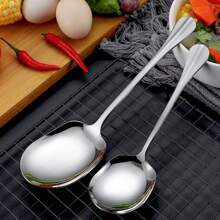 1pc Stainless Steel Buffet Serving Spoon, Large Serving Spoon ,Kitchen,Christmas Gift,School Supplies - Silver - View 7