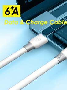 1pc Type-C Data Cable, Support Super Fast Charging & Data Transfer, 120w Charging, Compatible With Huawei Samsung Oppo Xiaomi Vivo Mobile Phones, 6a Quick Charge, 1m Length - Black - View 8