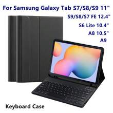 键盘保护套适用于三星 Galaxy S9 S8 S7 A9+ 11 英寸 S9+ S8+ S7 FE Plus 12.4 英寸 S6 Lite 10.4 英寸 A8 10.5 英寸平板电脑键盘