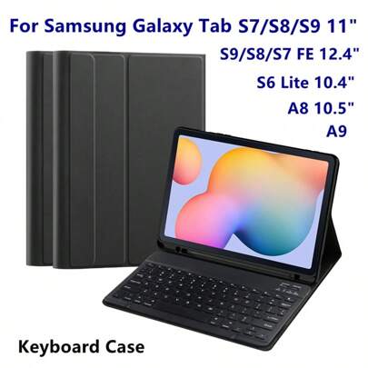 键盘保护套适用于三星 Galaxy S9 S8 S7 A9+ 11 英寸 S9+ S8+ S7 FE Plus 12.4 英寸 S6 Lite 10.4 英寸 A8 10.5 英寸平板电脑键盘