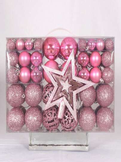 101pcs Luxury Christmas Ornament Set Including Christmas Tree Topper, Hanging Strings And Mini Festival Balls, Perfect For Christmas Decoration