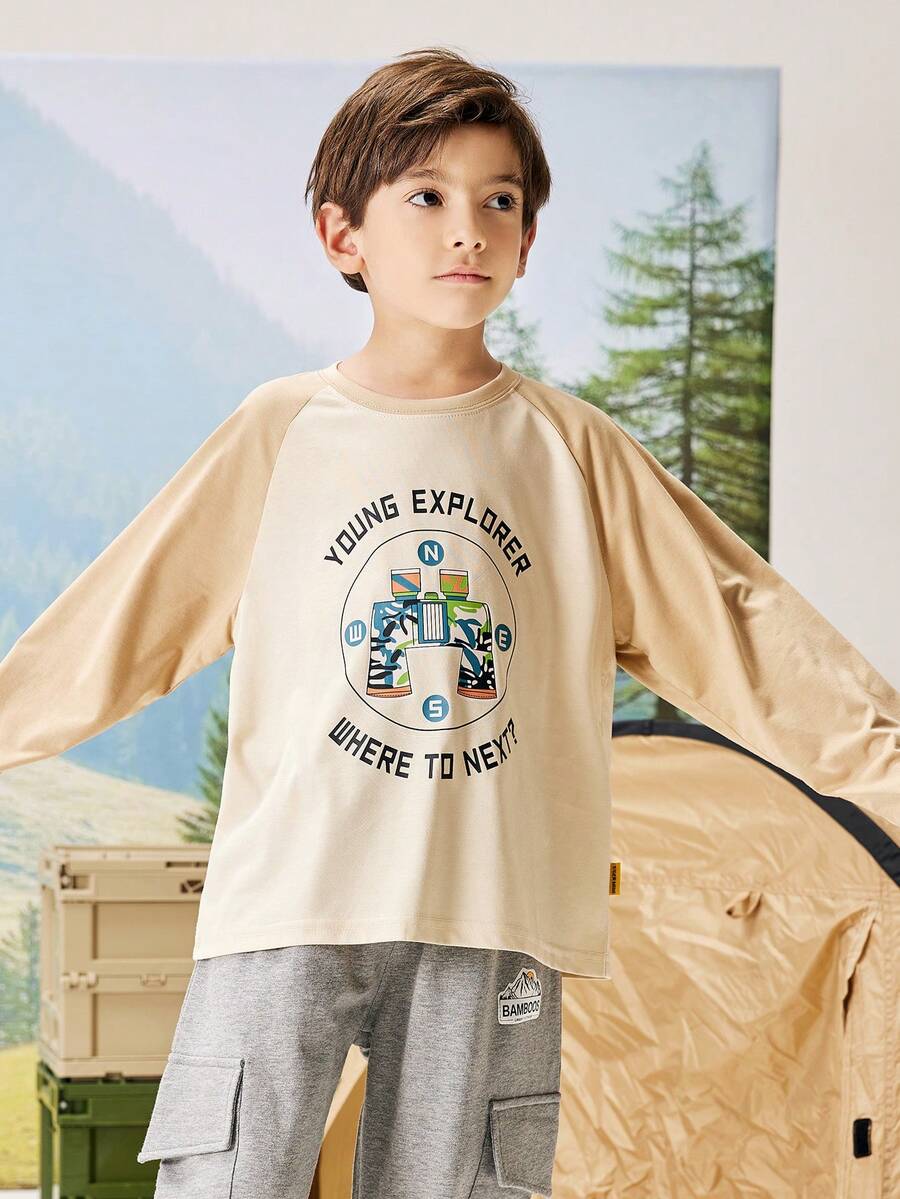 TIGER MINI Áo thun Con Trai Slogan Hoạt hình Giải trí - Màu be - Xem 1