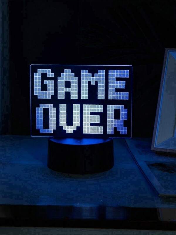 قطعة واحدة من مصباح ليلي RGB بلمس ضوئي بخاصية ال- GAMEOVER و CAN'T HEAR YOU I'M GAMING ثلاثي الأبعاد، مصباح إضاءة جوي للألعاب