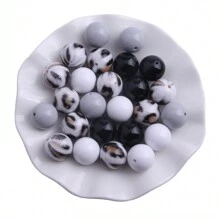 Đen Trắng Xám Màu Sắc Phong Cách Đầy Màu Sắc Mix Set 25 Chiếc Rất Nhiều Vòng Tròn 20 Mm Chunky Hạt Acrylic Cho Bubblegum Vòng Cổ vòng Tay Trang Sức Tự Làm - Nhiều màu - Xem 1