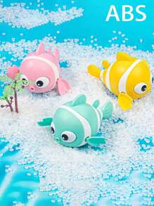 黃色1組abs材質可愛游泳小丑魚浴室玩具適合幼兒漂浮發條男女寶寶浴缸玩具萬聖節聚會聖誕節禮物 - 黃色 - 查看 4
