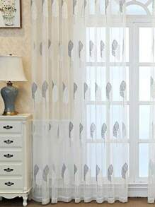 1 tấm rèm cửa sổ mỏng thêu hình cây nhỏ theo phong cách Bắc Âu tối giản, thanh lịch và tươi mới - Nhiều màu - Xem 6