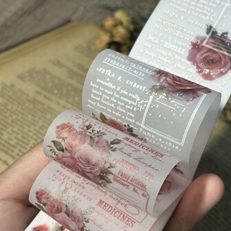 30 Sheets/Book Of Transparent Sulfuric Acid Paper, Flower Manuscript Series, Flower & English Printed, Vintage Plants, Decoration For Scrapbooking And Diy Projects, Adhesive-Free Back To School