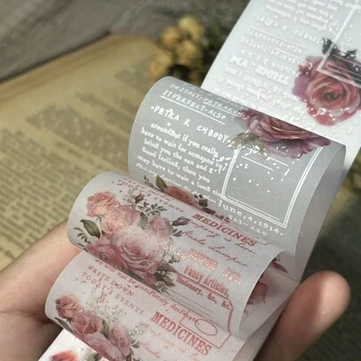 30 Sheets/Book Of Transparent Sulfuric Acid Paper, Flower Manuscript Series, Flower & English Printed, Vintage Plants, Decoration For Scrapbooking And Diy Projects, Adhesive-Free Back To School