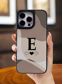 Alphabet Printed Phone Case With Groove, For Big Hole Camera, Compatible With Smartphone