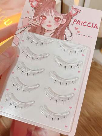 5pairs/Set 4-6mm Length Full Strip False Eyelashes, Natural Looking, Curled, Soft And Lightweight, Crossed, Thick, Reusable, Suitable For Daily And Working Make-Up, Portable, No Irritation, Perfect For All Occasions, Manga Eyelashes , Japanese Makeup Thick And Natural Look Wispy Eyelash Extensions , Asian Korean Cosplay Anime False Eyelashes Makeup Tool