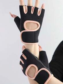 1 Par De Guantes Deportivos Unisex De Medio Dedo Para Actividades Al Aire Libre Como Ciclismo, Fitness, Escalada, Carreras, Tiro, Etc. - Rosa Pálido - Ver 2
