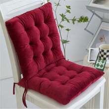 1個秋冬季實色厚毛絨墊,可用作坐墊,配有固定繩,適用於電腦辦公室、開車和長時間坐著的人