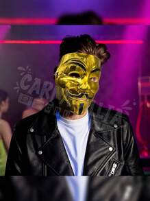Máscara Anonymous Venganza V Vendetta de Plástico Acabado Metálico Disfraz Costume Cosplay para Halloween - Dorado - Ver 4