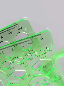 多功能绘图尺，包含圆形、建筑、设计模板、椭圆形、非对称图形、化学、电气、室内家具、曲线、数学、云朵、几何图形、孔径测量工具等多种功能。 - 綠色 - 查看 8
