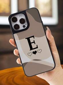 Alphabet Printed Phone Case With Groove, For Big Hole Camera, Compatible With Smartphone