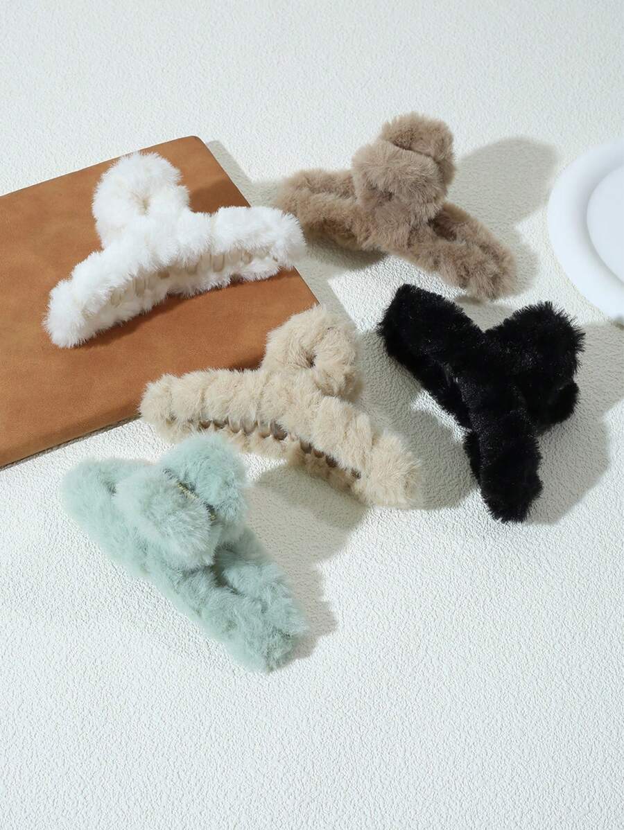 5件/套 秋冬時尚毛絨毛爪 - 彩色 - 查看 1