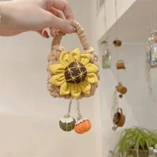 黄色编辑创意向日葵设计便携包兼容 Airpods 通用耳机盒（不含耳机） - 棕色 - 查看 2