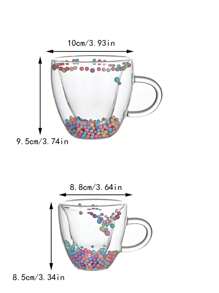 Double-Layer Glass Heart Pattern Cup, Liquid Motion Toy Bubble Glass, Drinking Cup School Supplies - Double layer quicksand love coffee cup - View 8