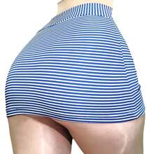 MINI FALDA LICRA LÍNEAS DELGADAS INCLUYE UNA TANGA DE OBSEQUIO - Azul - Ver 2