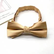 1 件男士時尚雙層平角金色領結適合宴會和婚禮 - 香檳色 - 查看 3