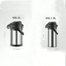1 pieza Termo de acero inoxidable, botella térmica de agua de gran capacidad y de tipo prensa, conveniente para uso doméstico - Negro - Ver 5