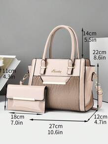 2 cái/bộ Của phụ nữ Dung lượng lớn Túi tote Đối với Đúng mốt Đi làm - Màu be - Xem 3