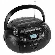 Retekess Tr630 Cd 播放器和立體聲揚聲器和便攜式調頻收音機和盒式磁帶播放器,帶遙控器,支持 Tf 卡 - 220V歐規插頭 - 查看 12