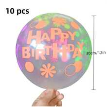 10入組12英寸幸福生日磷光uv氣球,適用於生日派對裝飾、聚會用品 - 無色 - 查看 5