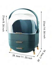 1pc Large Capacity Cosmetic Storage Box with Drawer-Dustproof Jewelry and Skin Care Products Rack for Bedroom Make Up Organization and Home Essentials - Green - View 9