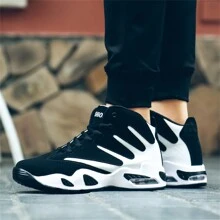 Men's New Arrivals Shock-absorbing Basketball Shoes, Outdoor Lovers Style Breathable, Wear-resistant - Black and White - View 6