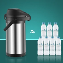 1 pieza Termo de acero inoxidable, botella térmica de agua de gran capacidad y de tipo prensa, conveniente para uso doméstico - Negro - Ver 4