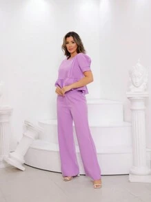 Women Two-piece Outfits - 淡紫色 - 查看 4