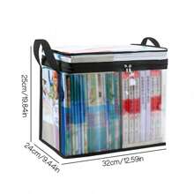 1 Pieza Bolsa Portátil Plegable Transparente Negra De Almacenamiento De Libros, Caja De Colección De Libros De Aula, Organizador Doméstico Y Contenedor De Almacenamiento Para Libros - Negro - Ver 5