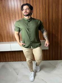 Men Shirts - Army Green - View 4