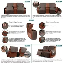 Waterproof Recliner Sofa Cover Recliner Loveseat Cover With Console Non-Slip Couch Covers Washable Reclining Sofa Cover Furniture Protector With Elastic Straps Pocket - 棕色 - 查看 9