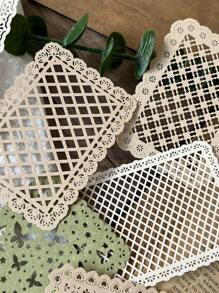 10pcs Simple & Vintage Lace Hollow Stickers For Scrapbooking & Decoration Back To School