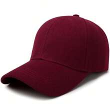 1 Mũ Bóng Chày Unisex Màu Đỏ Chắc Chắn Có Vành Cong Và Dây Đeo Có Thể Điều Chỉnh Để Chống Nắng Thông Thường - Màu Đỏ Sâu - Xem 1