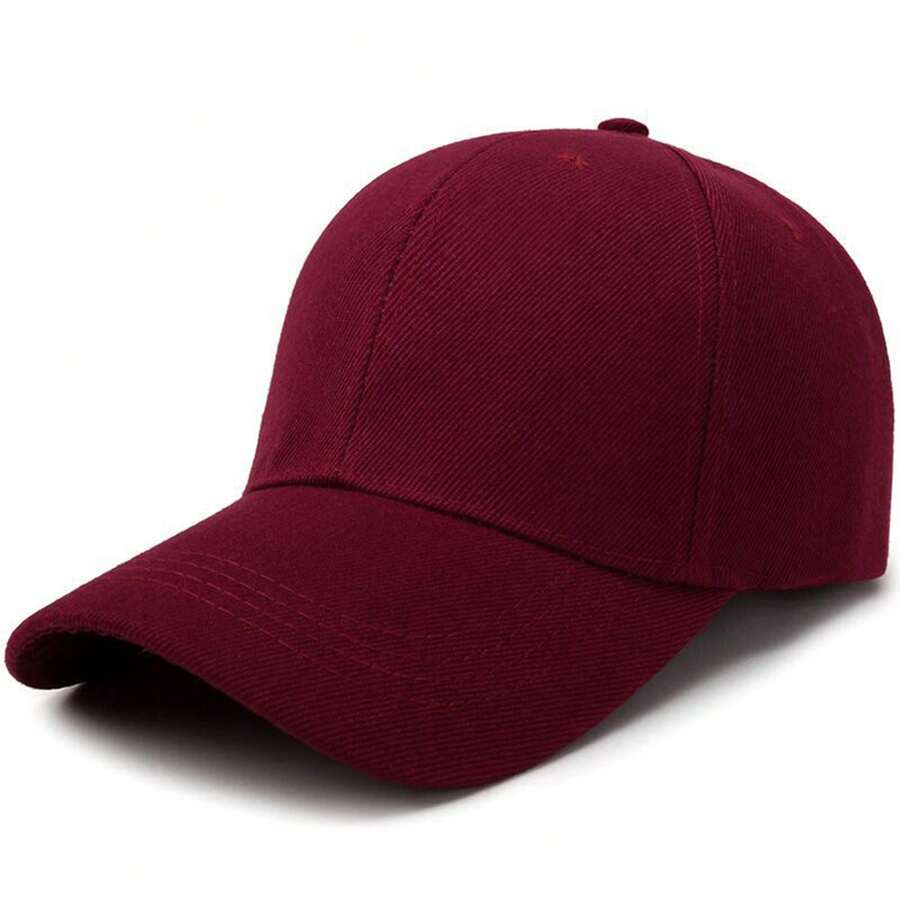 1 Mũ Bóng Chày Unisex Màu Đỏ Chắc Chắn Có Vành Cong Và Dây Đeo Có Thể Điều Chỉnh Để Chống Nắng Thông Thường - Màu Đỏ Sâu - Xem 1