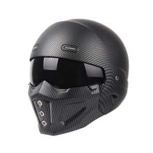 1pc Carbon Fiber Color Anti-Collision Motorcycle/Electric Bicycle Helmet With Removable Face Mask - Multicolor - View 3